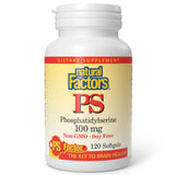 Natural Factors fosfatidilserina en bote softgel para apoyo cognitivo diario.