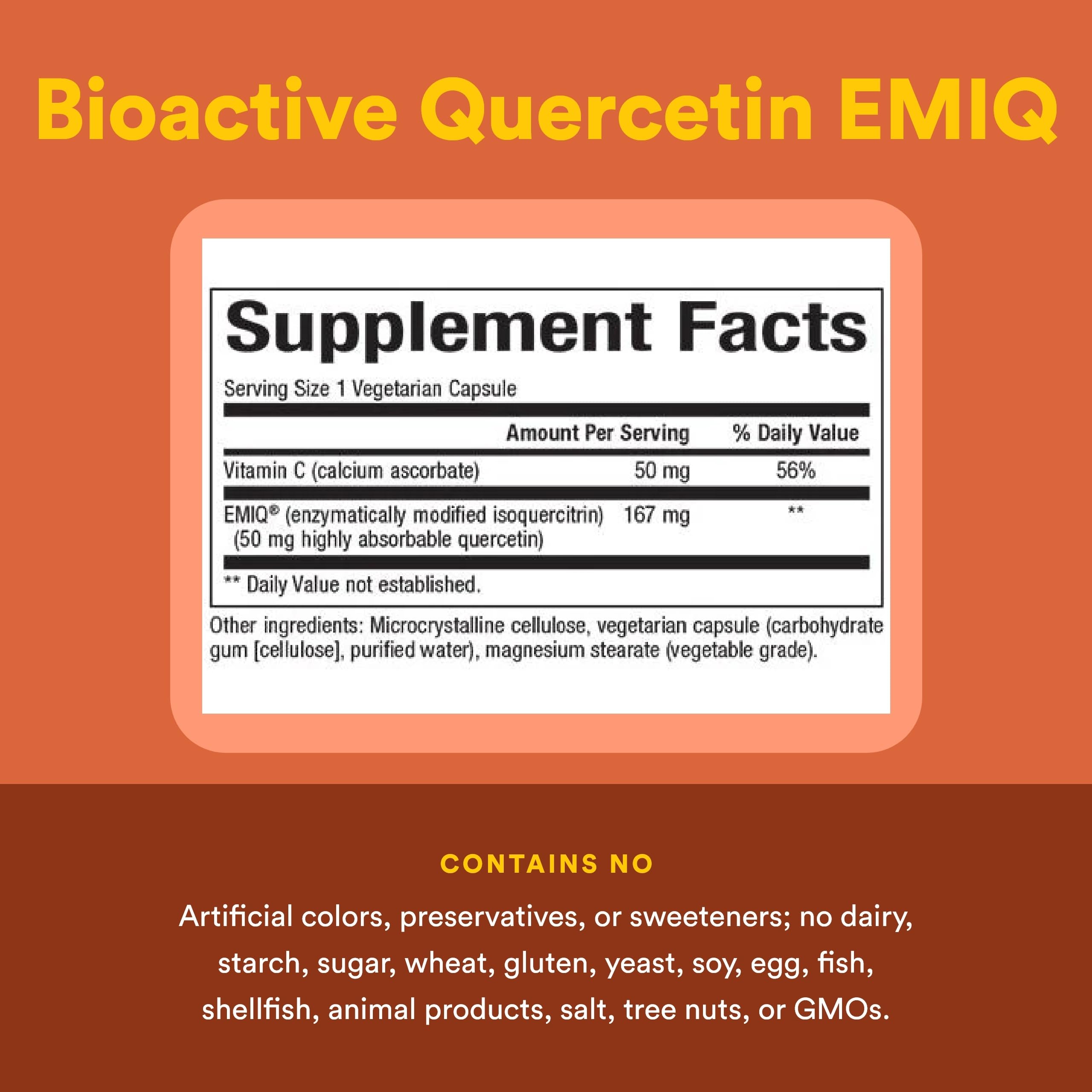 Natural Factors Quercetin EMIQ cápsulas en fondo blanco toma fácil cada día