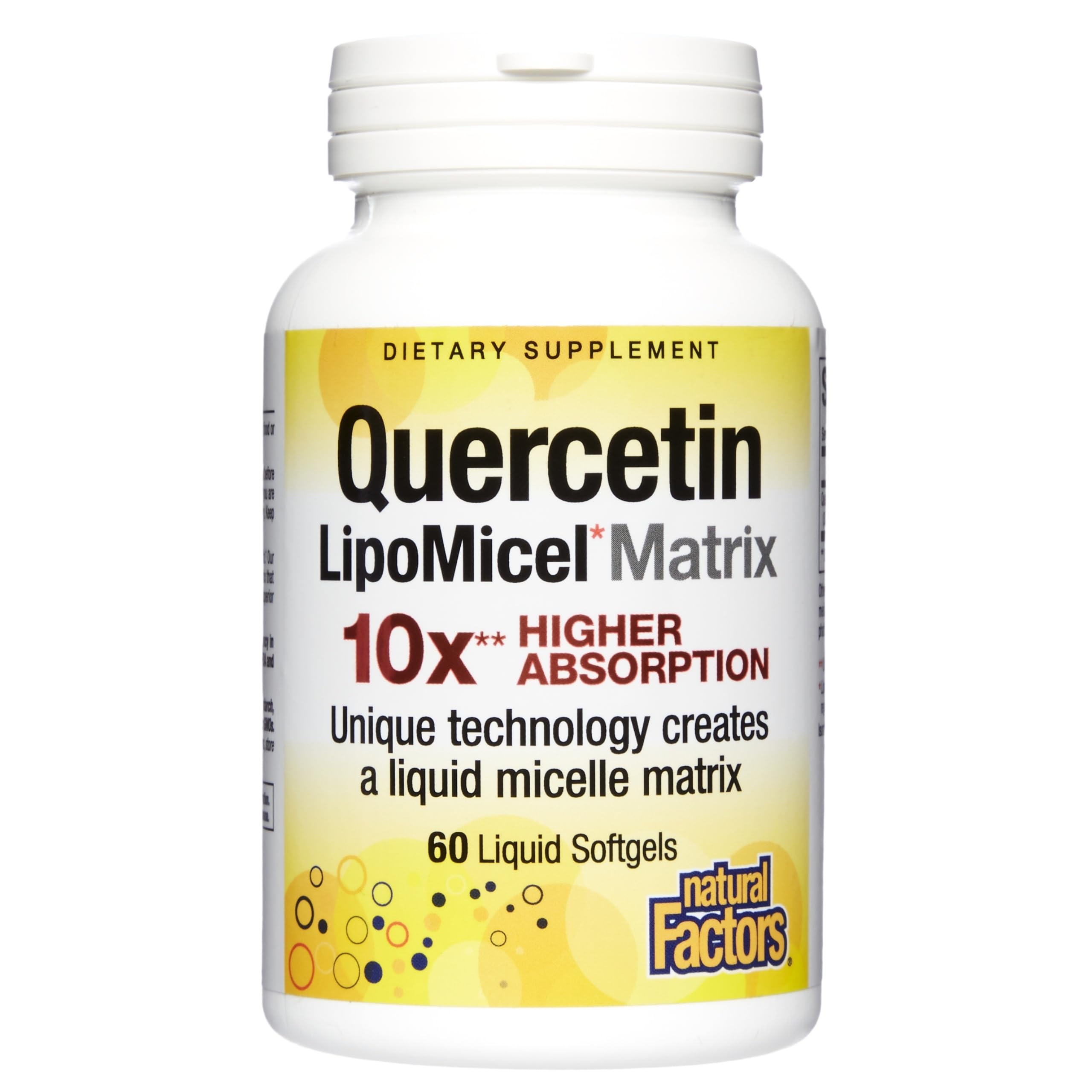Natural Factors Quercetina Lipomicel Matrix, envase claro facilita la incorporación diaria.