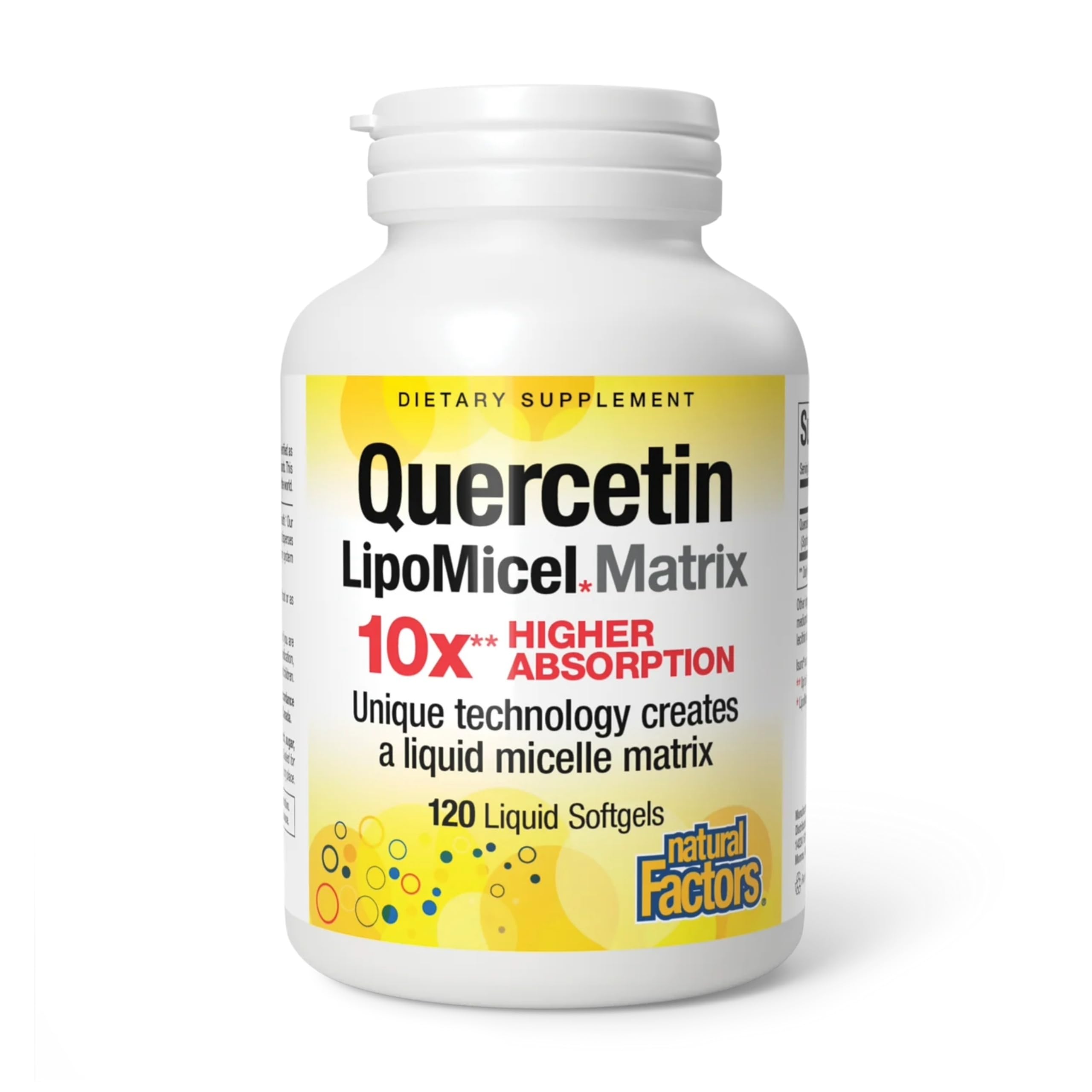 Natural Factors Quercetina Lipomicel Matrix botella frontal para apoyo antioxidante potencial