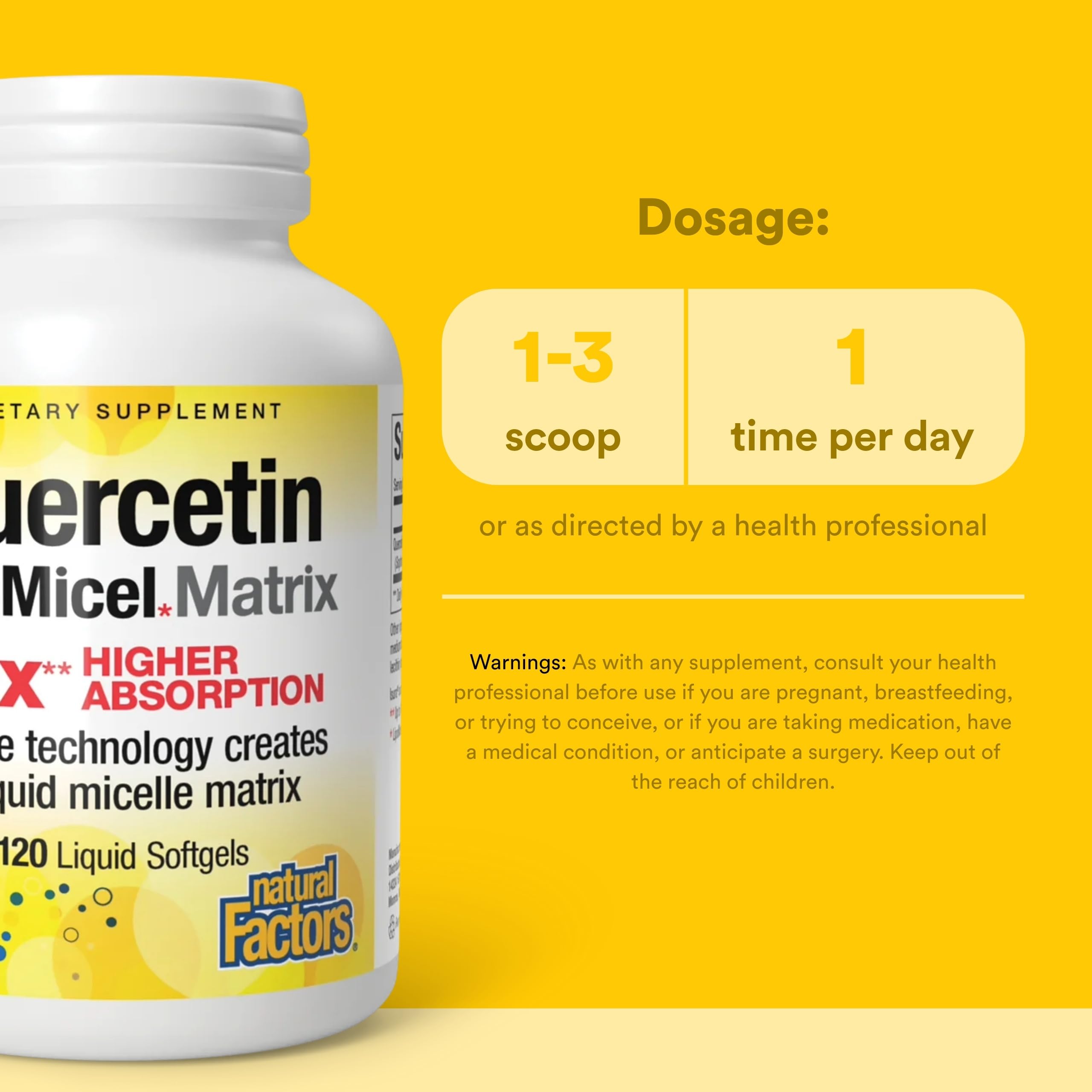 Natural Factors Quercetina Lipomicel Matrix cápsulas frente para uso diario