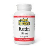 Natural Factors Rutin 250 mg, cápsulas en botella, apoyo a la salud vascular.