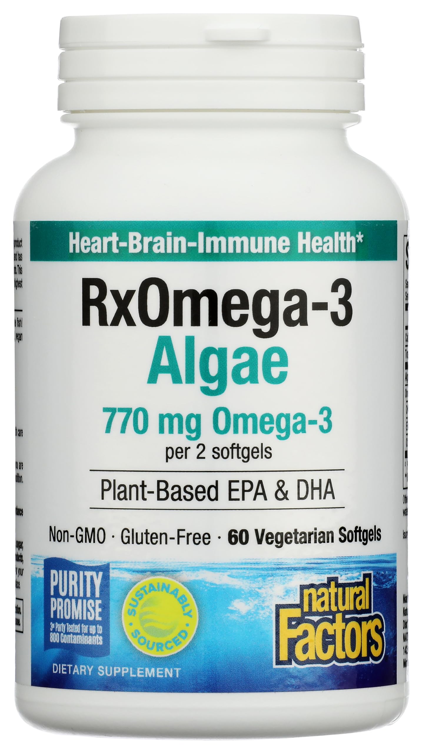 Natural Factors RxOmega-3 Algae 770 mg, botella: apoyo potencial para la salud cerebral