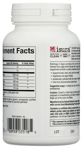 Natural Factors RxOmega-3 Algae 770 mg, cápsulas: favorece la salud cardíaca general