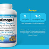 RxOmega-3: EPA 800 mg y DHA 400 mg en cada porción para equilibrio.