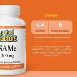 Natural Factors SAMe 200 mg, etiqueta legible, información clara para el usuario