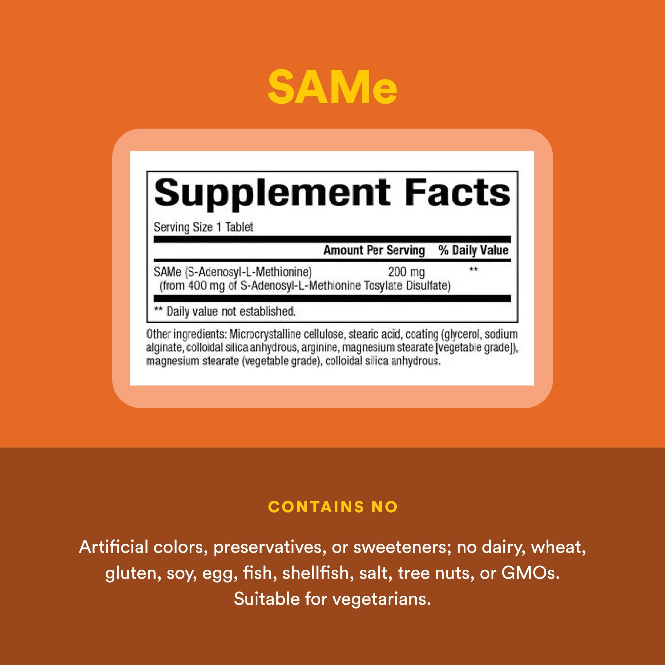 Natural Factors SAMe 200 mg, recubierto enterico, mejor absorción potencial