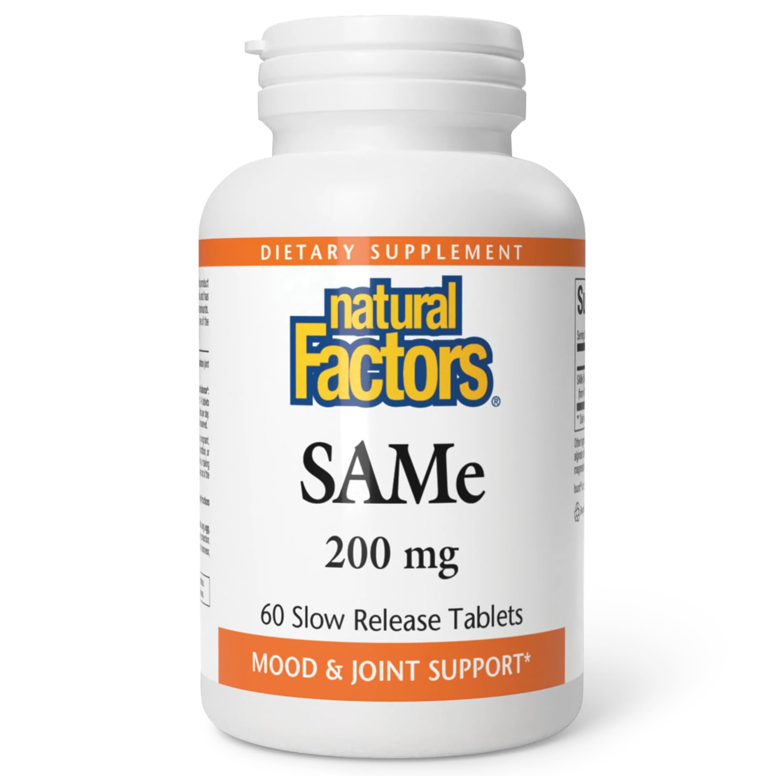 Natural Factors SAMe 200 mg, envase visible, posible apoyo al estado de ánimo
