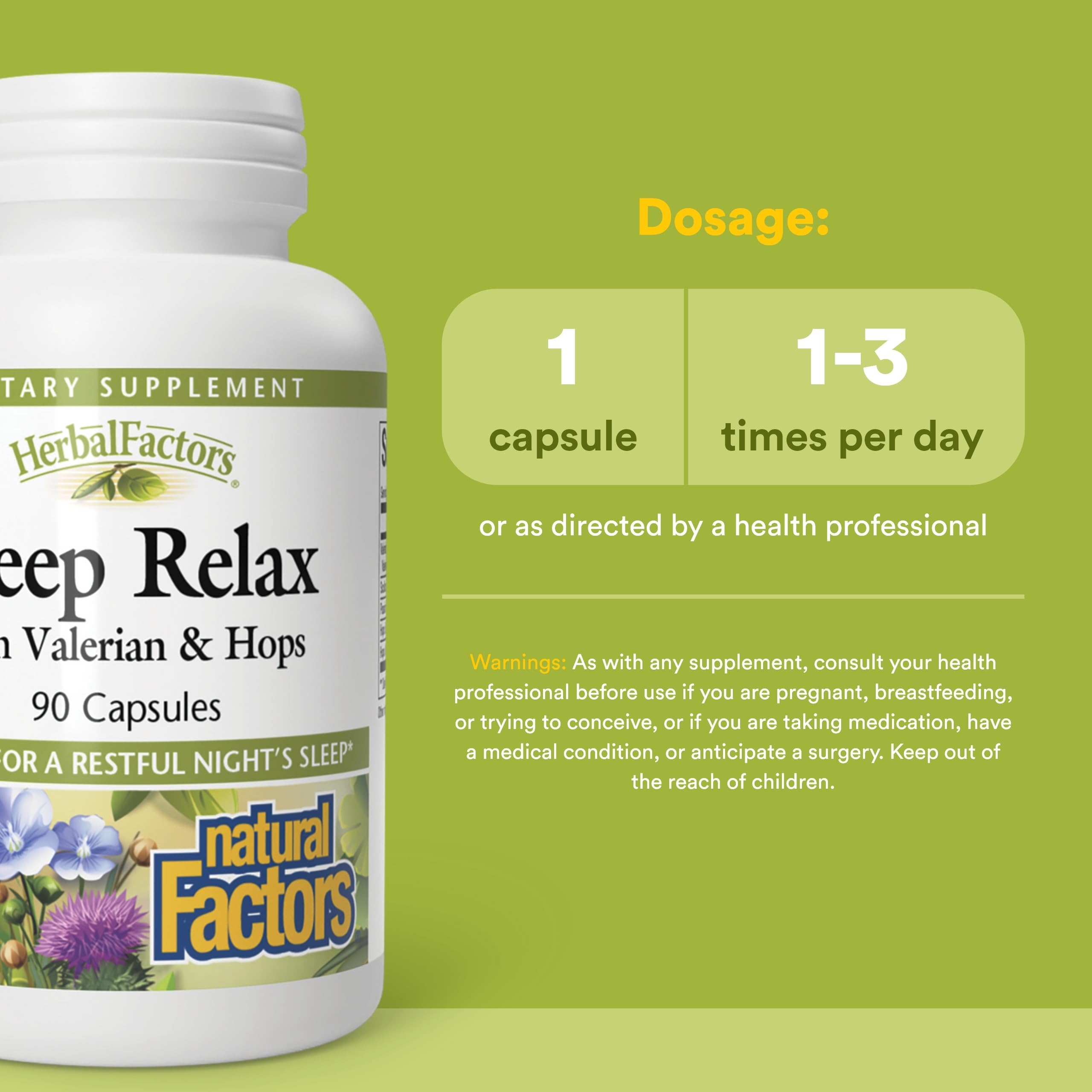 Cápsulas de Sleep Relax Formula, fórmula suave para el descanso nocturno.