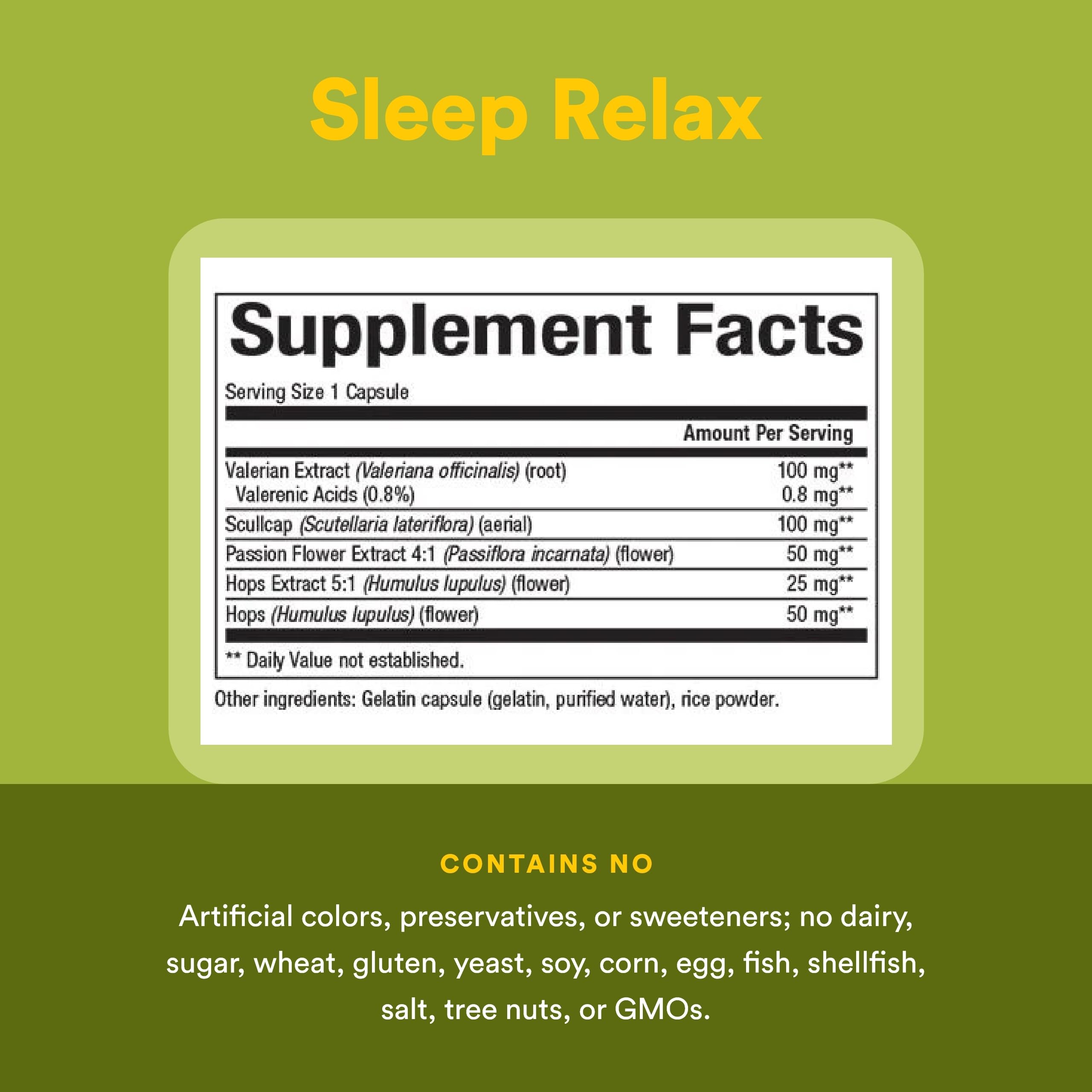 Valeriana en Sleep Relax Formula, posible ayuda para la relajación nocturna.