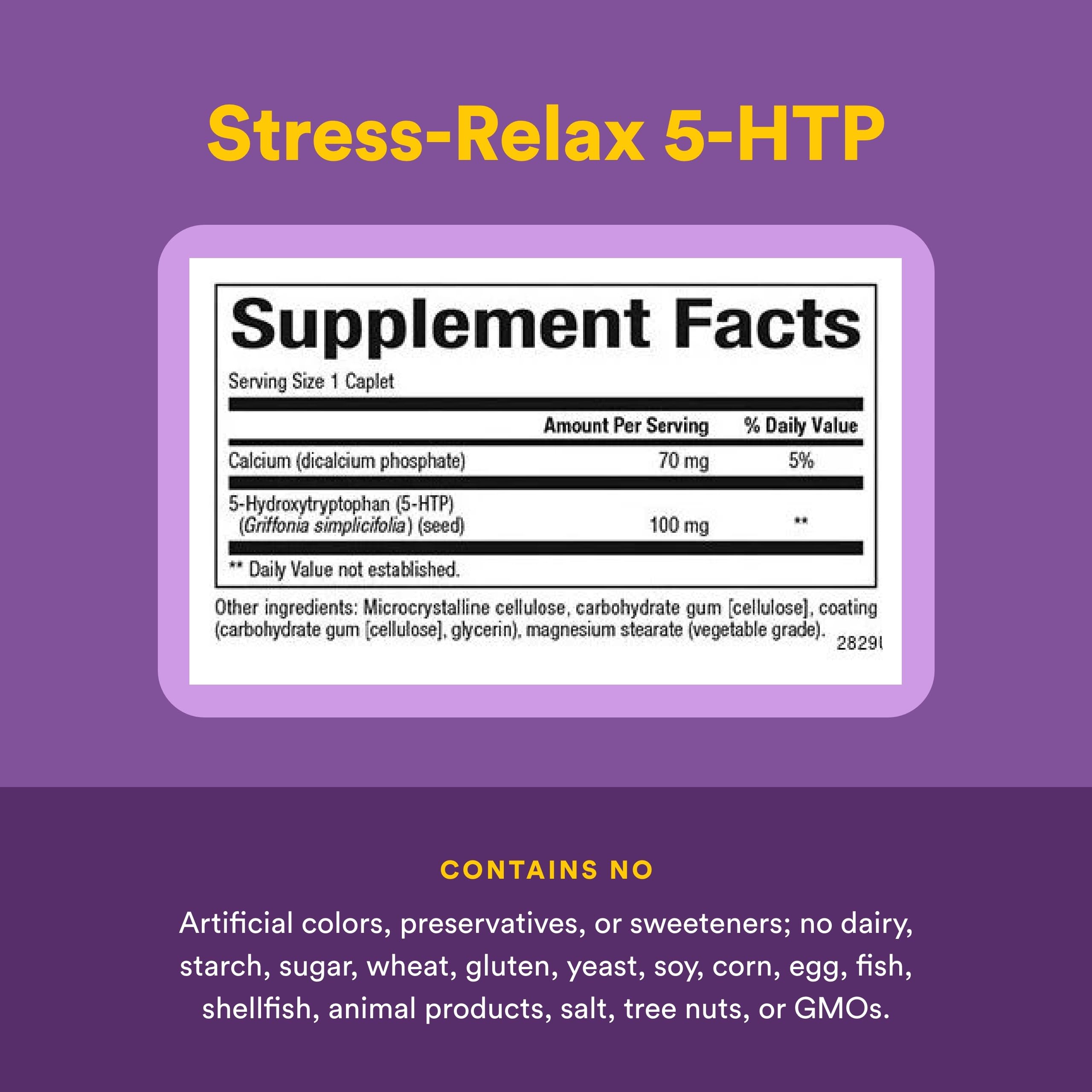 Natural Factors Stress-Relax 5HTP caja: empaque práctico para estantería.