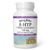 Natural Factors Stress-Relax 5HTP tableta, apoyo al bienestar emocional y sueño.