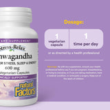 Natural Factors Stress-Relax KSM-66: cápsulas fáciles de tragar para uso diario.