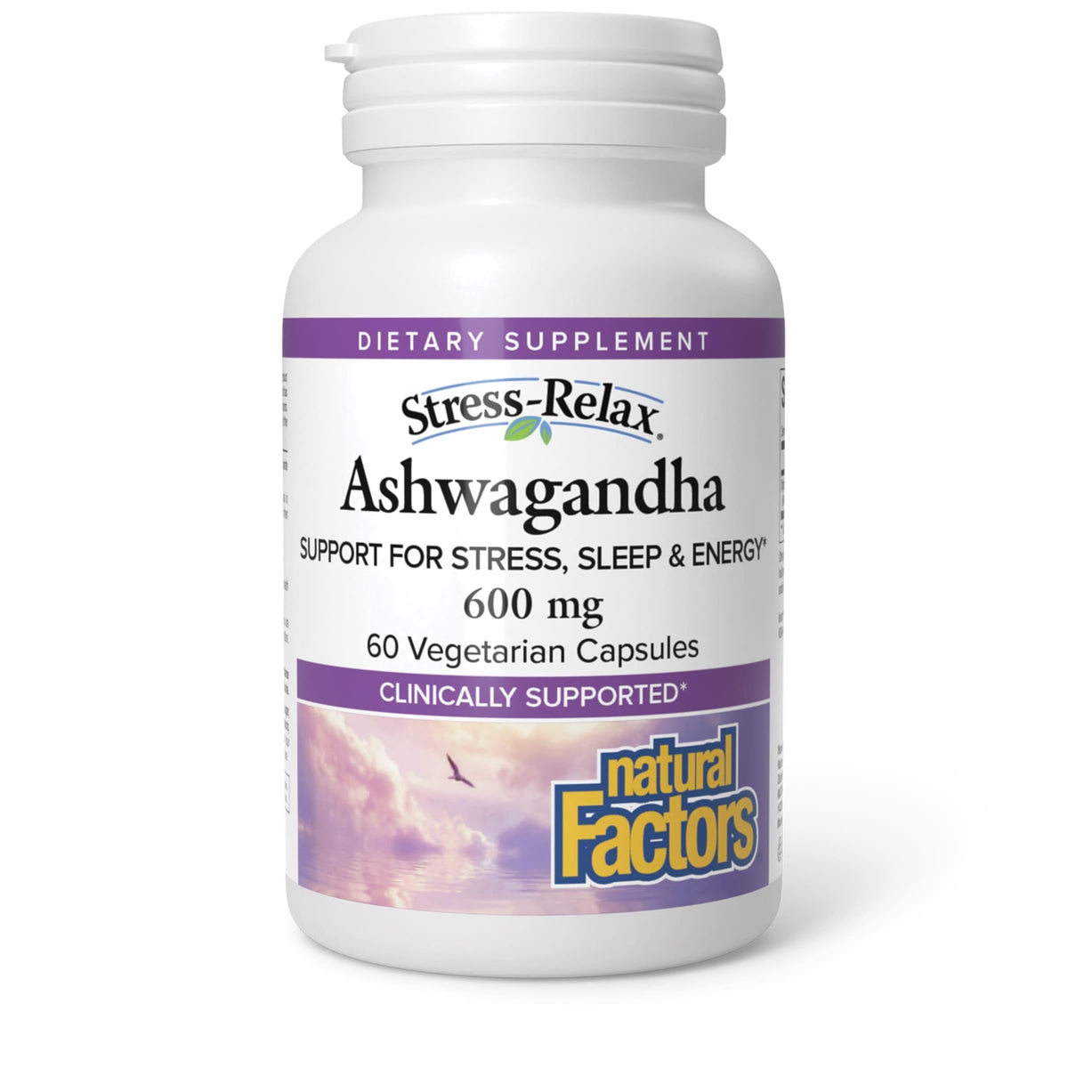Natural Factors Stress-Relax con KSM-66, frasco de ashwagandha para apoyo diario al estrés