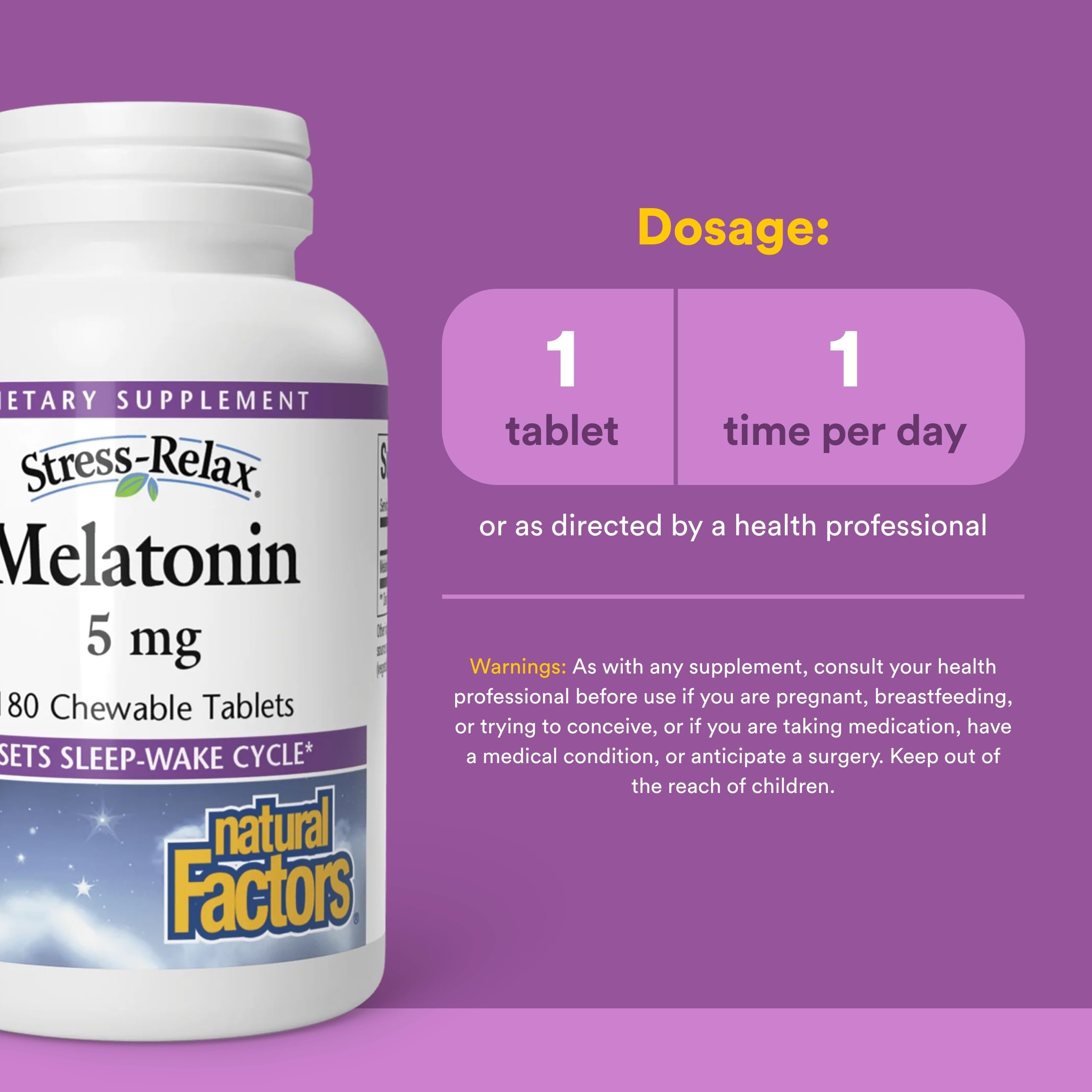 Natural Factors Stress-Relax Melatonin tabletas masticables sabor menta