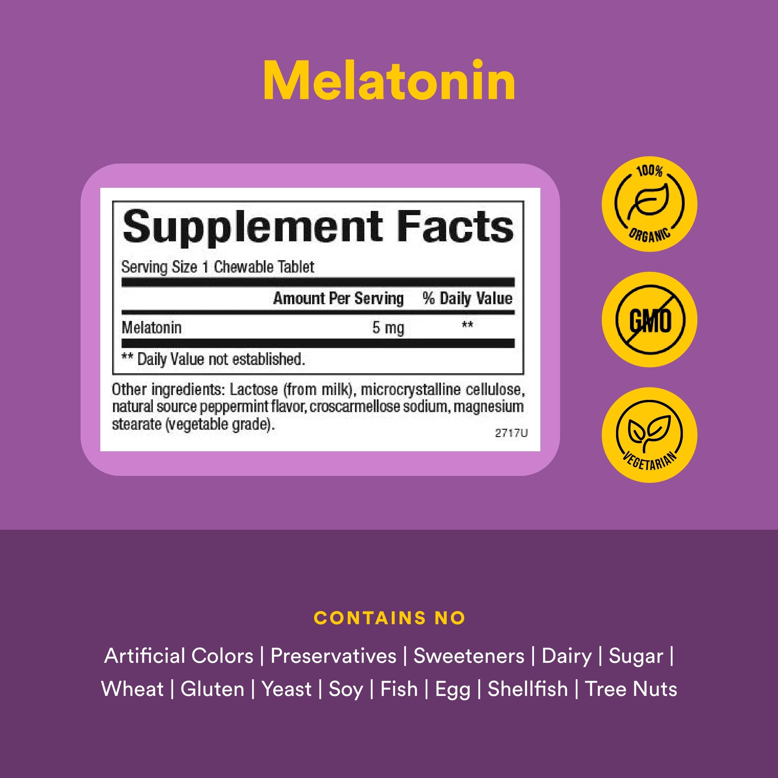 Tabletas masticables de Stress-Relax Melatonina 5 mg con sabor a mentol