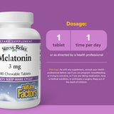 Stress-Relax Melatonina de Natural Factors envase con tabletas masticables mentoladas.