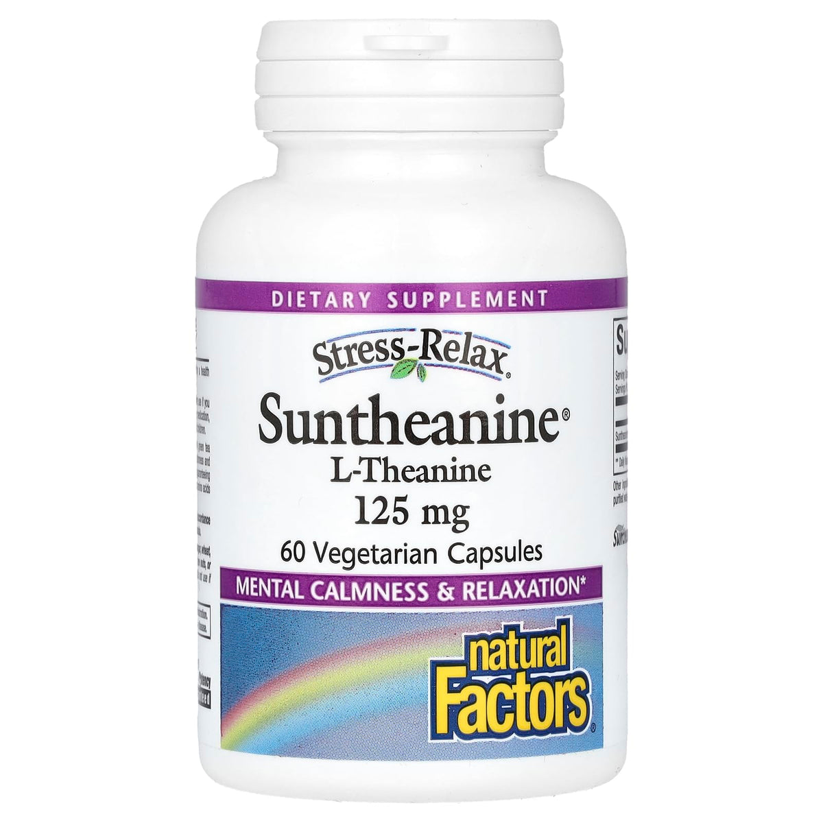 Natural Factors Stress-Relax Suntheanine frasco con 125 mg de L-Theanine para calma diaria