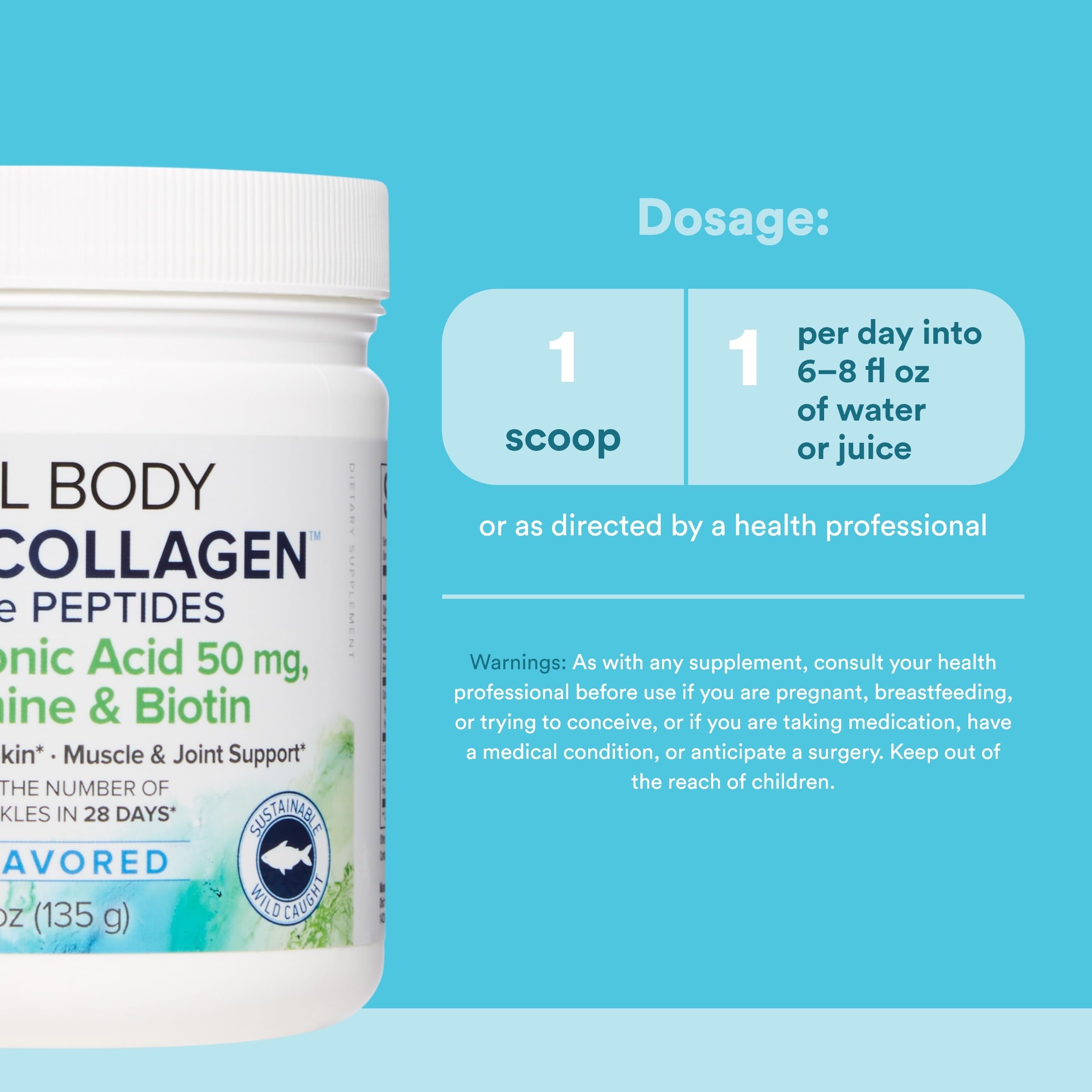 Natural Factors Total Body Marine Collagen, polvo sin sabor para batidos nutritivos.