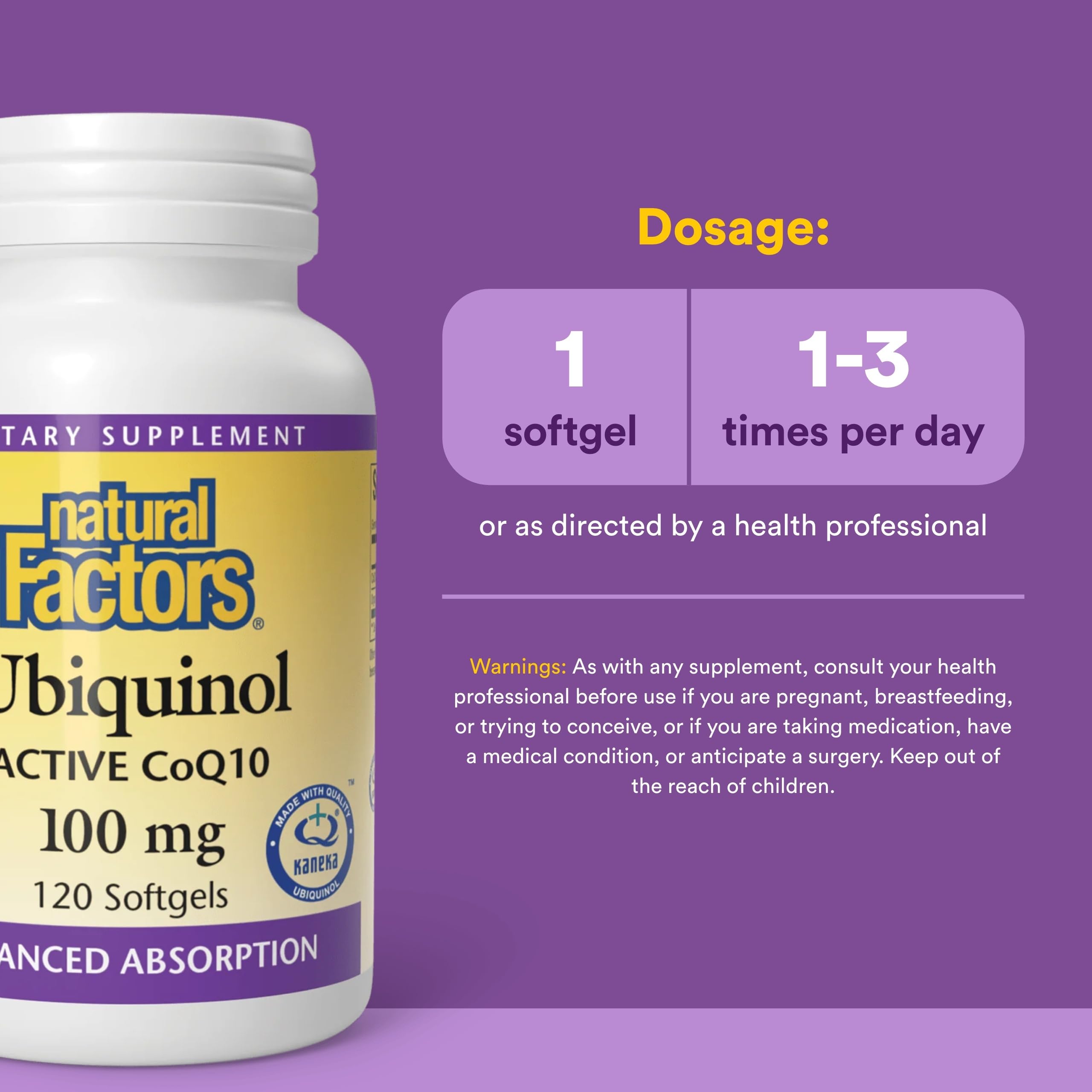 Natural Factors Ubiquinol 100 mg - aceite de linaza mejora biodisponibilidad.