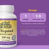 Natural Factors Ubiquinol 100 mg - aceite de linaza mejora biodisponibilidad.