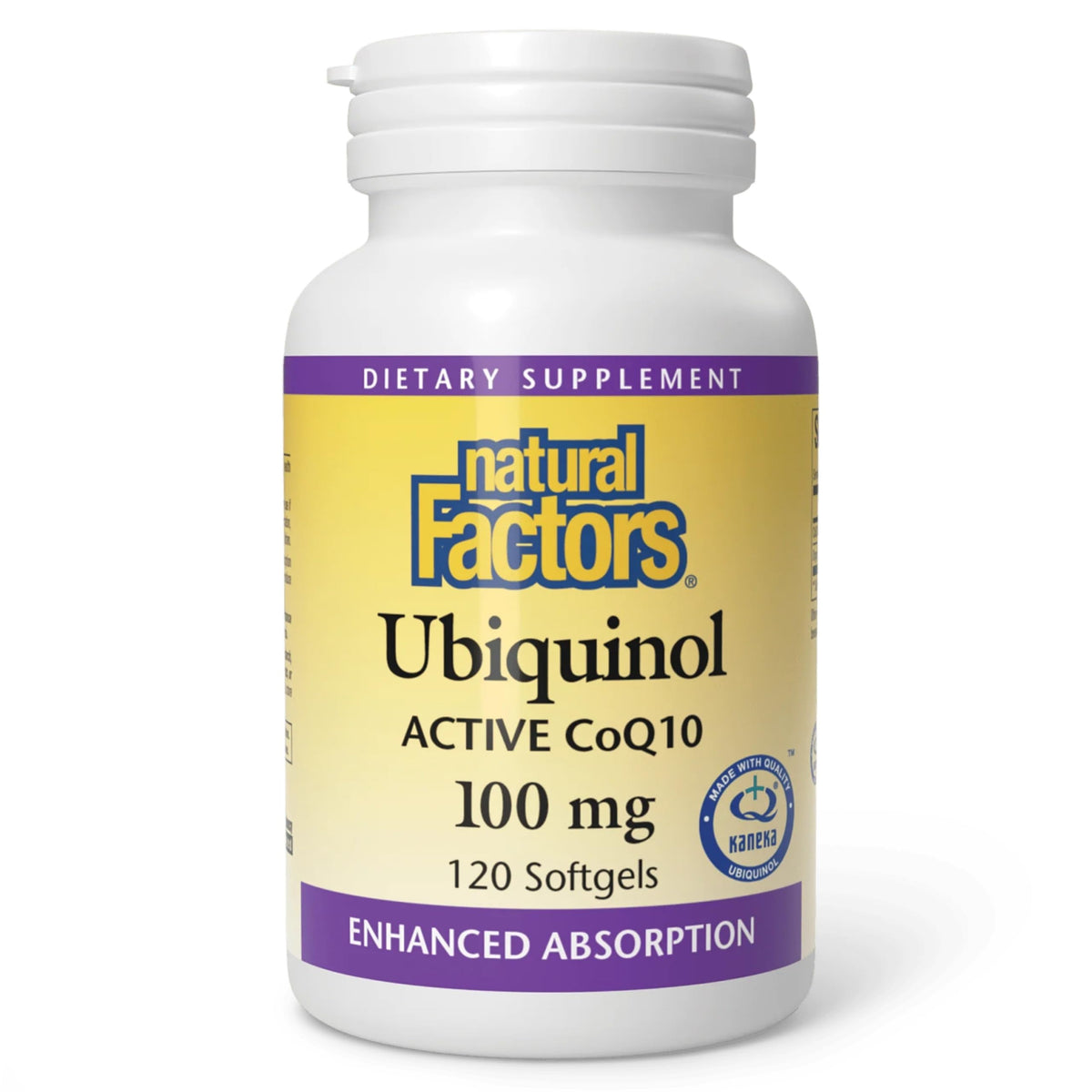 Natural Factors Ubiquinol 100 mg - botella lista para energía diaria.