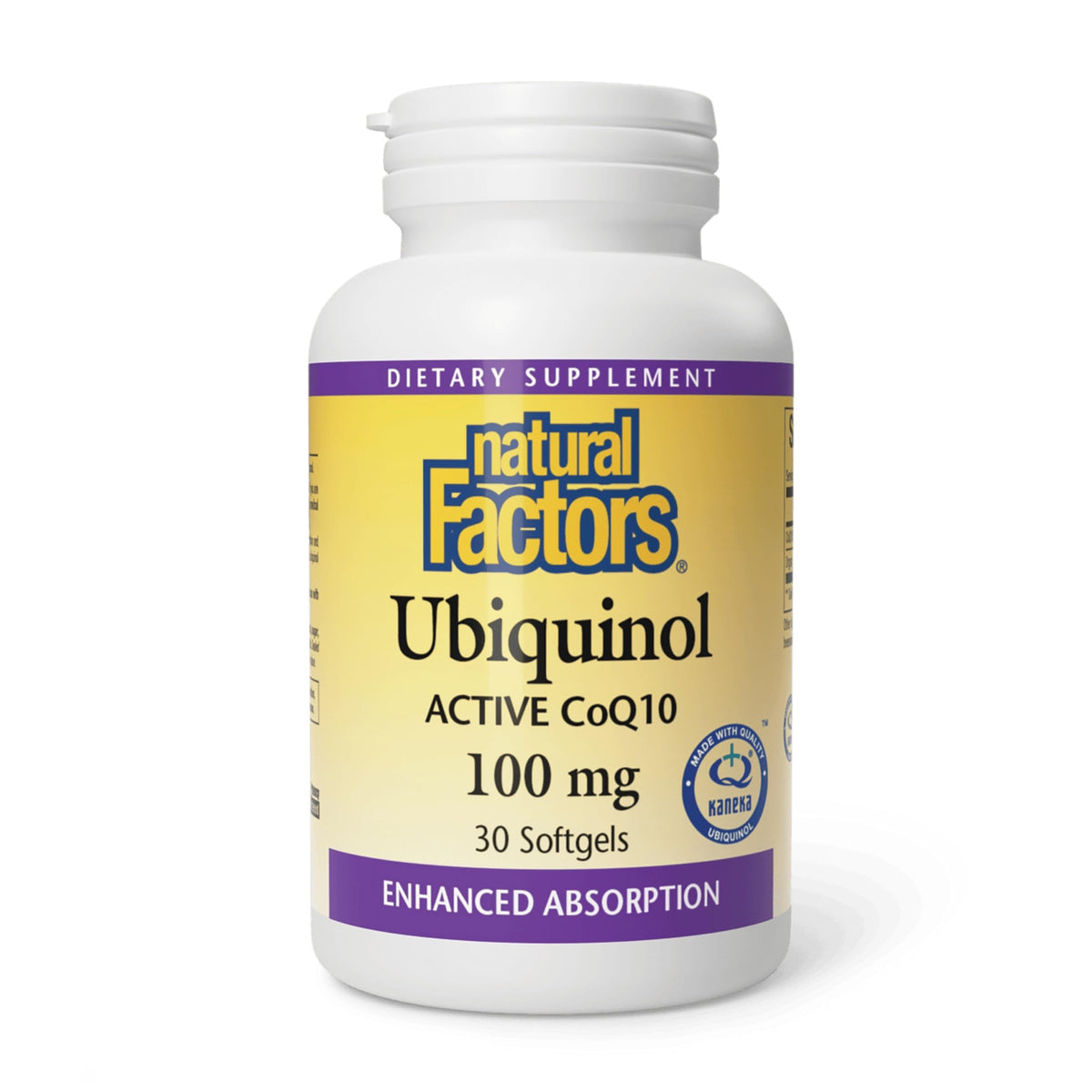 Natural Factors Ubiquinol 100 mg, botella, mejora la absorción del nutriente clave
