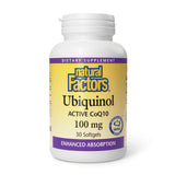 Natural Factors Ubiquinol 100 mg, botella, mejora la absorción del nutriente clave