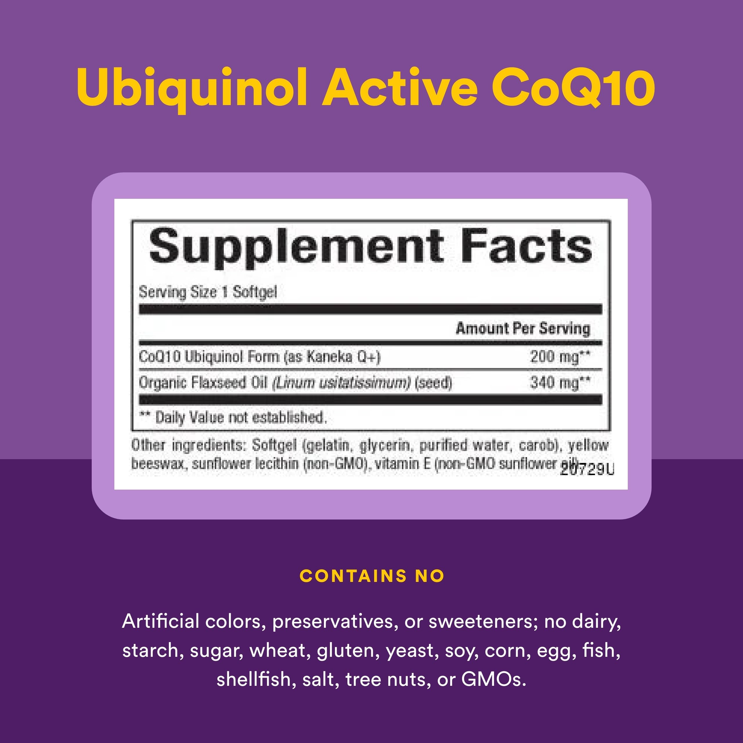 Natural Factors ubiquinol 200 mg cápsulas gel suave para uso diario.