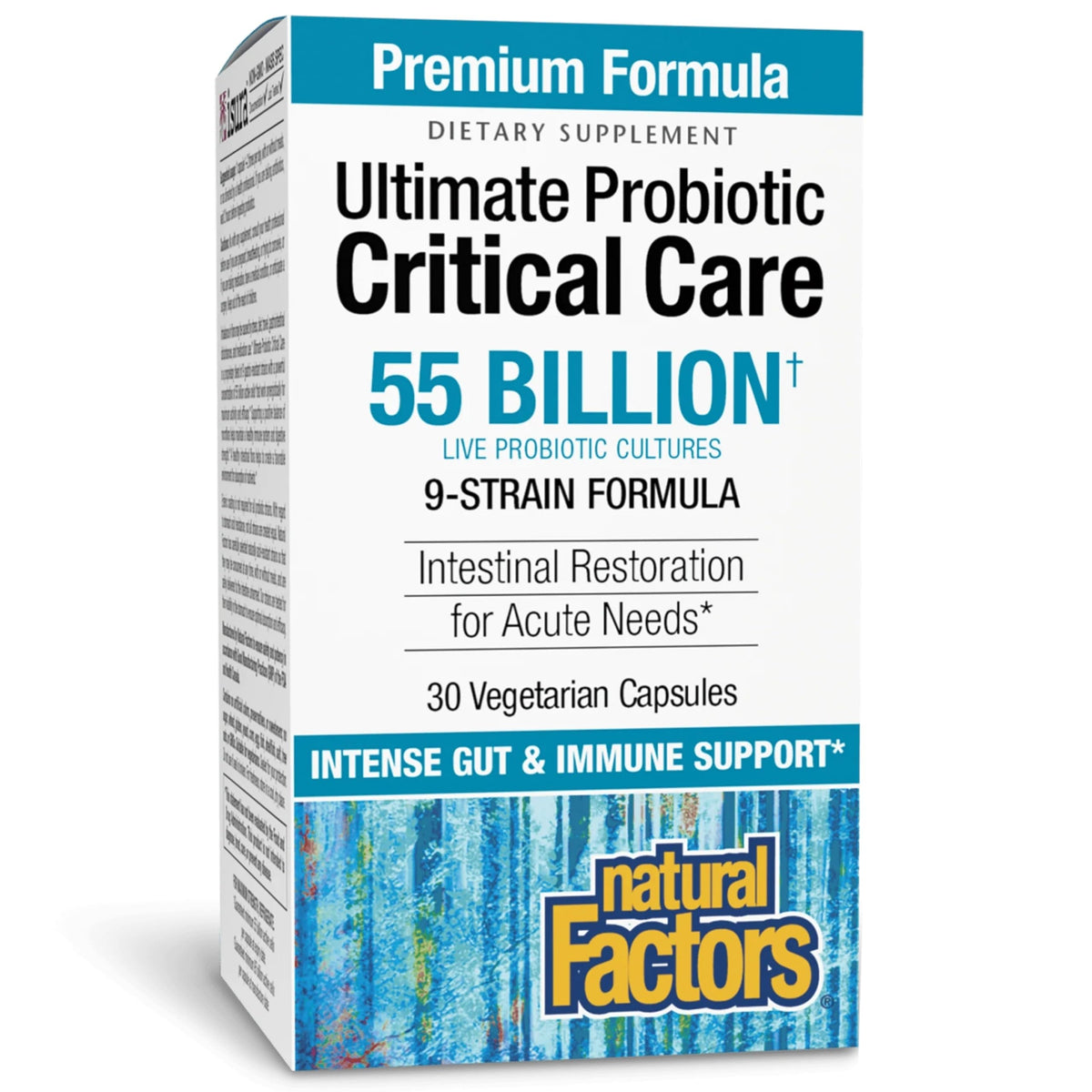 Natural Factors Ultimate Probiotic Critical Care botella con cápsulas para apoyo digestivo diario