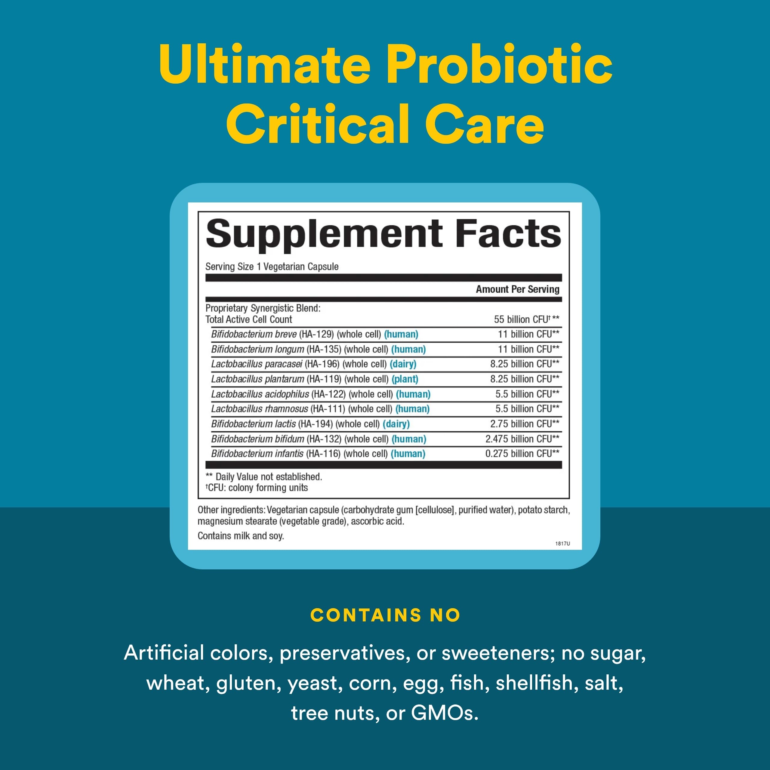 Frente del frasco de Natural Factors Ultimate Probiotic Critical Care