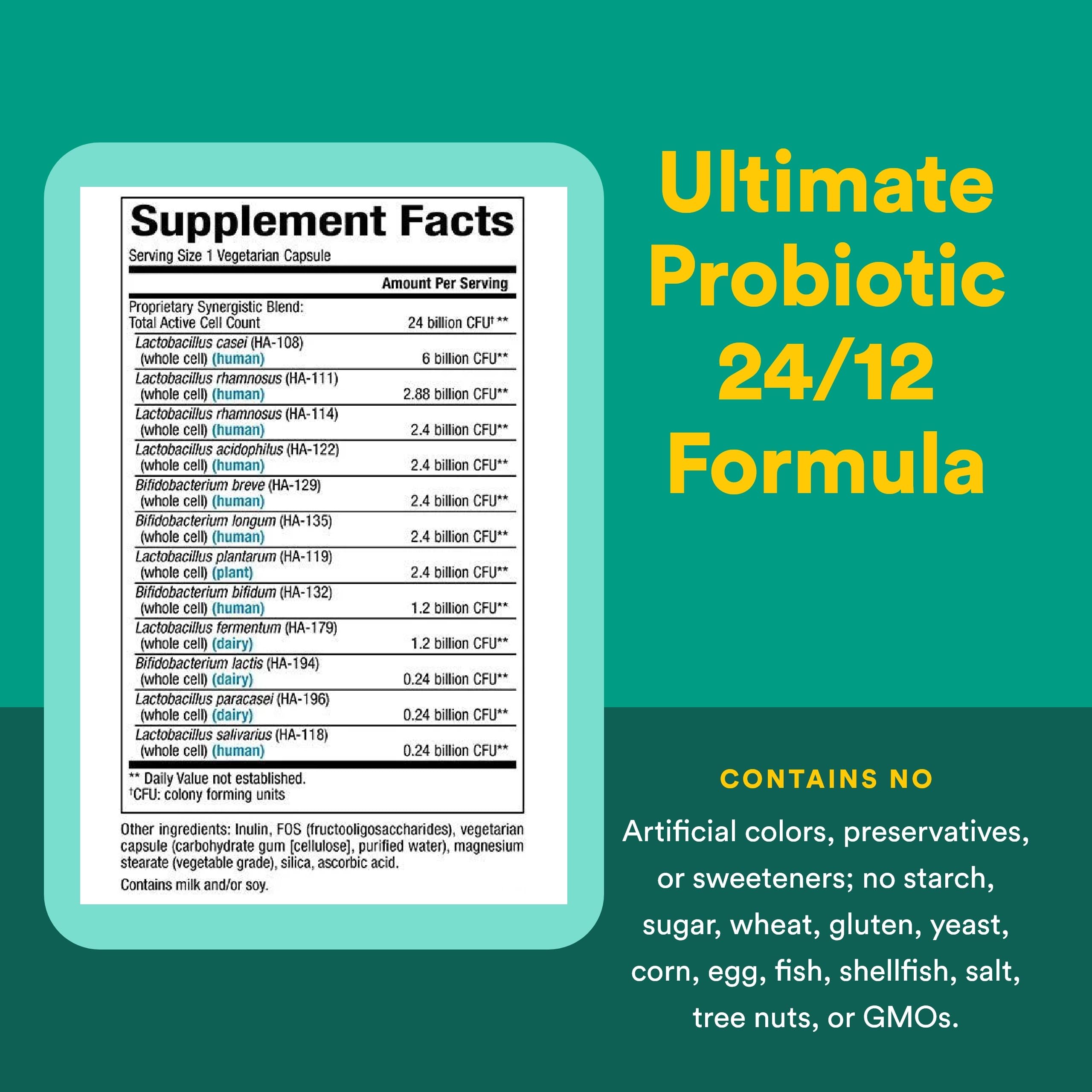 Natural Factors Ultimate Probiotic 24/12 - etiqueta frontal con información clave.