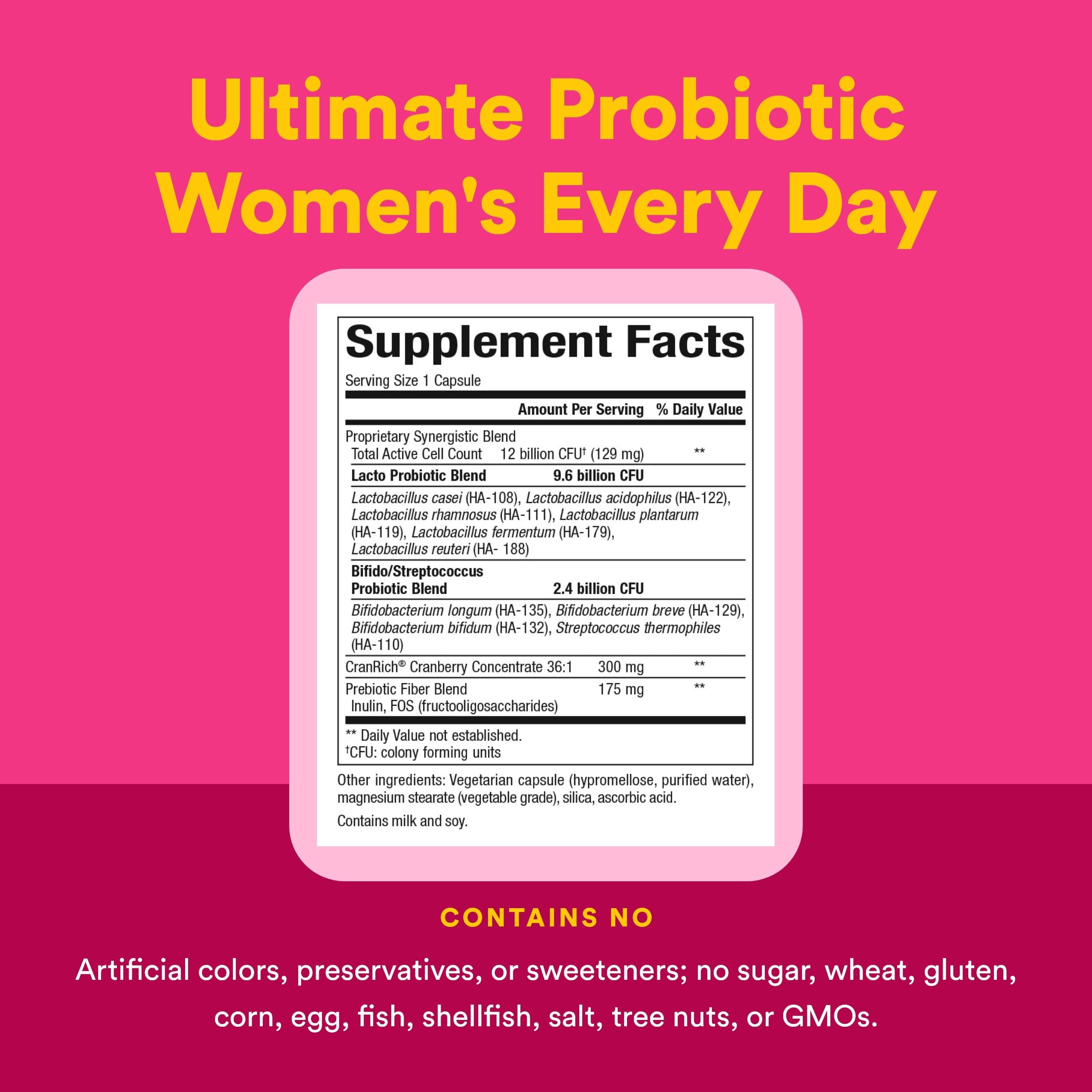 Natural Factors Ultimate Probiotic para Mujeres, etiqueta clara, tecnología probiótica estable.