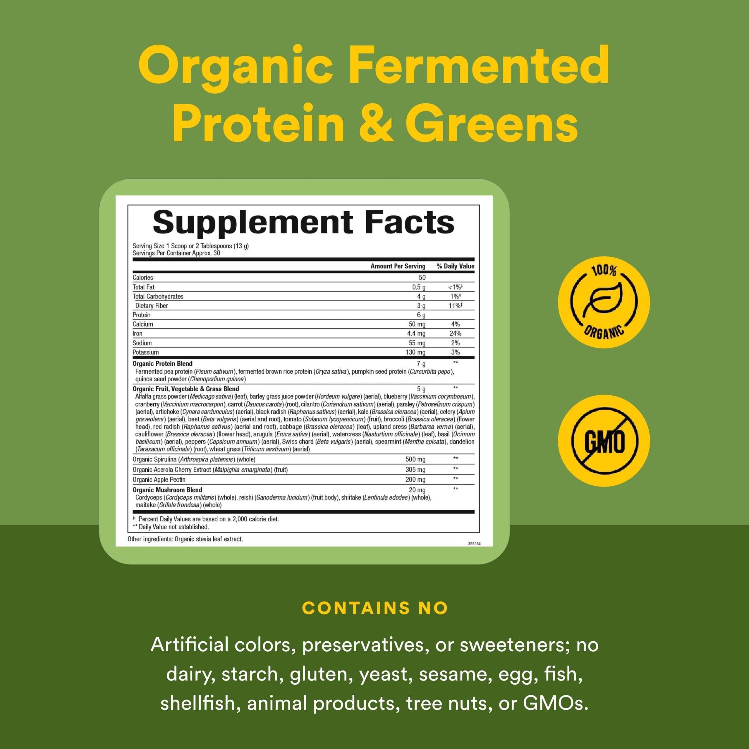 Natural Factors Verdes Orgánicos Fermentados mezcla de frutas y verduras para nutrición