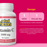 Natural Factors Vitamina C 1000 mg con bioflavonoides cítricos para absorción.