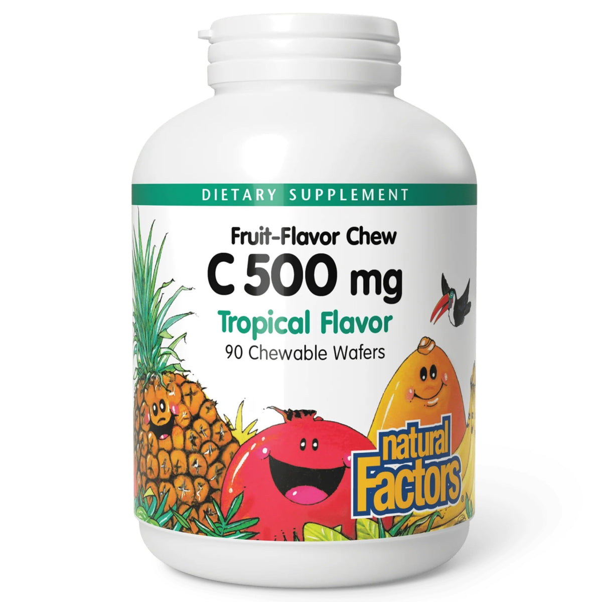 Natural Factors Vitamina C 500 mg: bote de 90 masticables para uso diario.