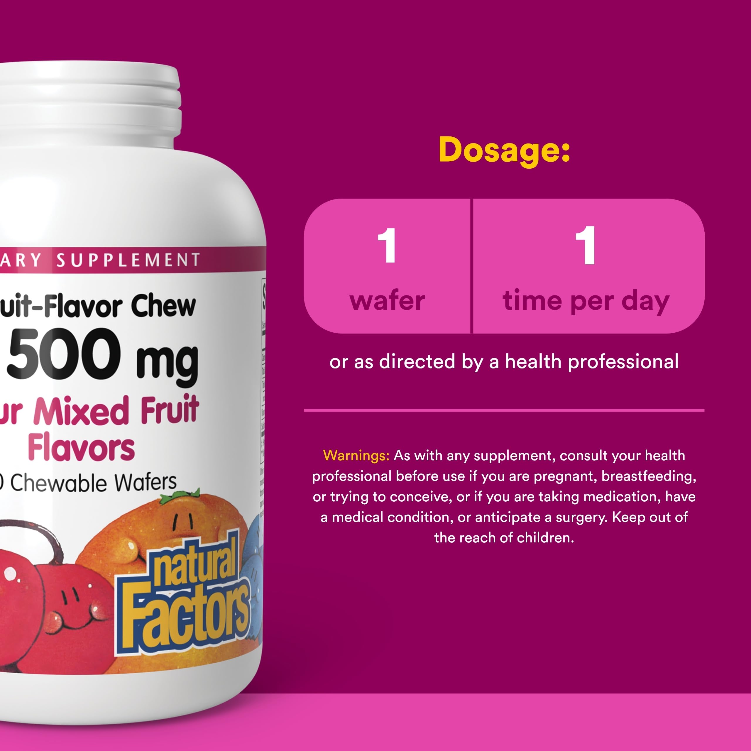 Natural Factors Vitamina C 500 mg con bioflavonoides cítricos y hesperidina.