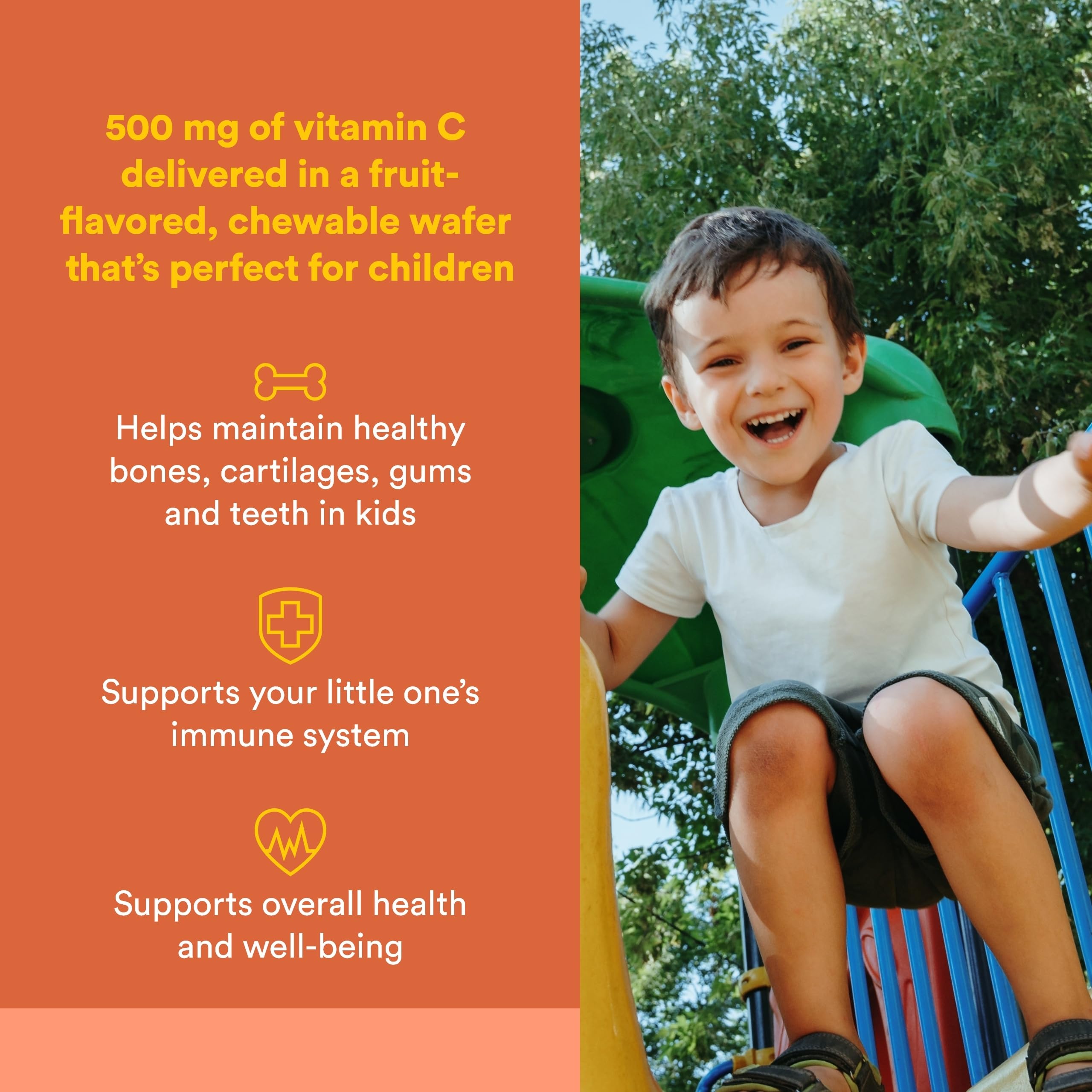 Natural Factors Vitamina C infantil masticable sabor naranja para uso diario por niños.