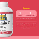 Natural Factors Vitamina C liberación sostenida, etiqueta clara de ingredientes