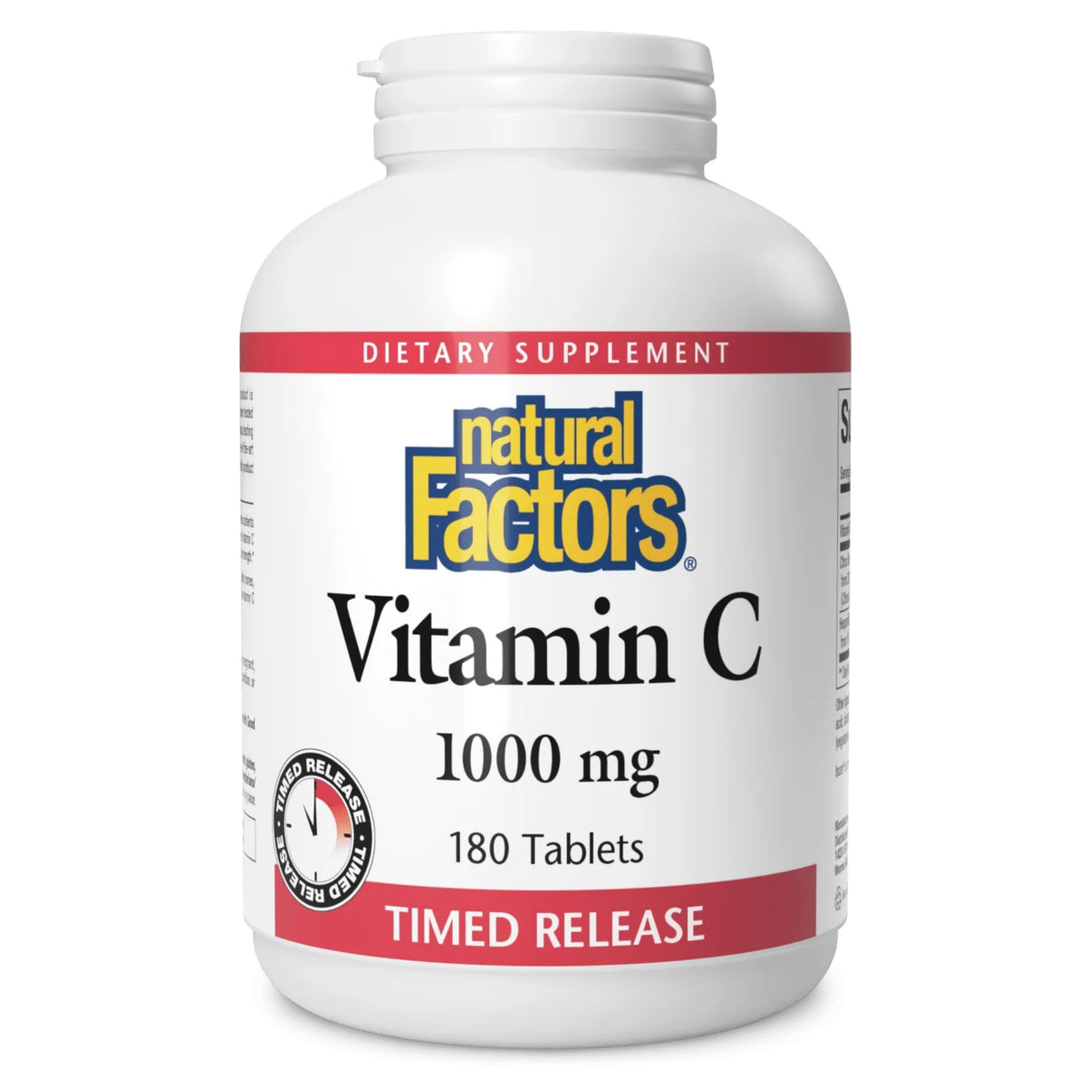 Natural Factors Vitamina C liberación sostenida, frasco visible para apoyo diario