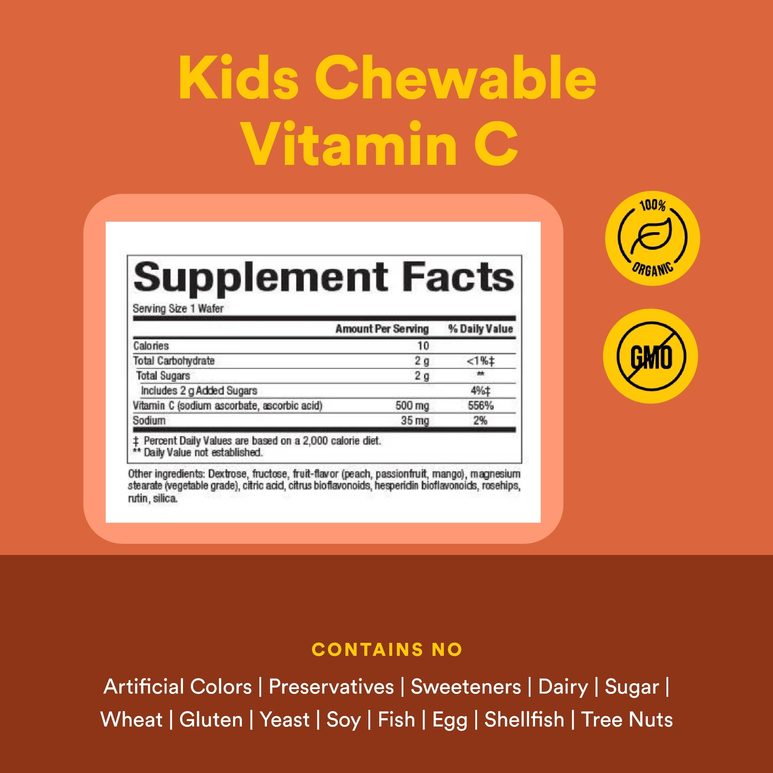 Natural Factors Vitamina C para niños, ingredientes cítricos y bioflavonoides