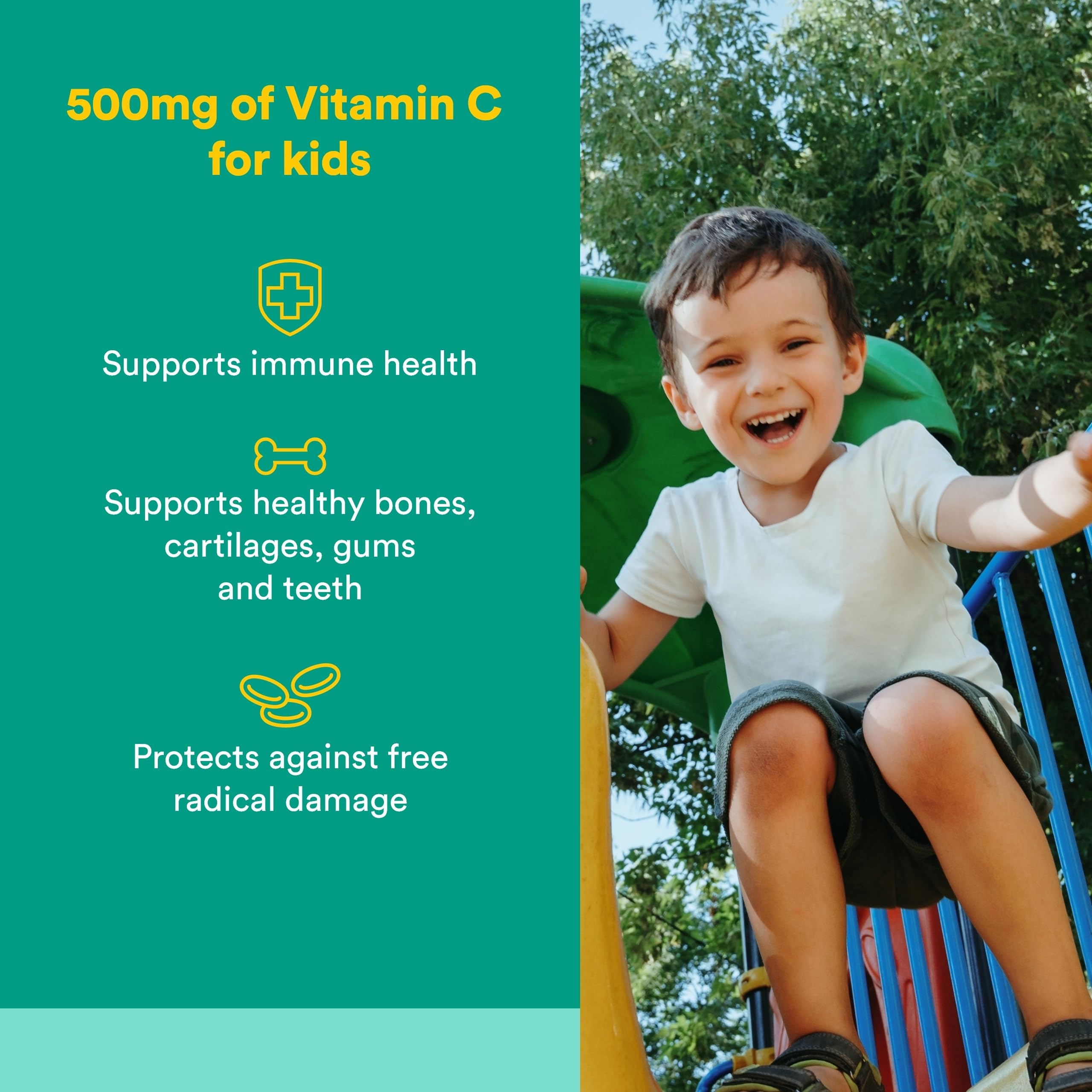 Natural Factors Vitamina C para niños, tableta con cítricos, apoyo antioxidante diario.