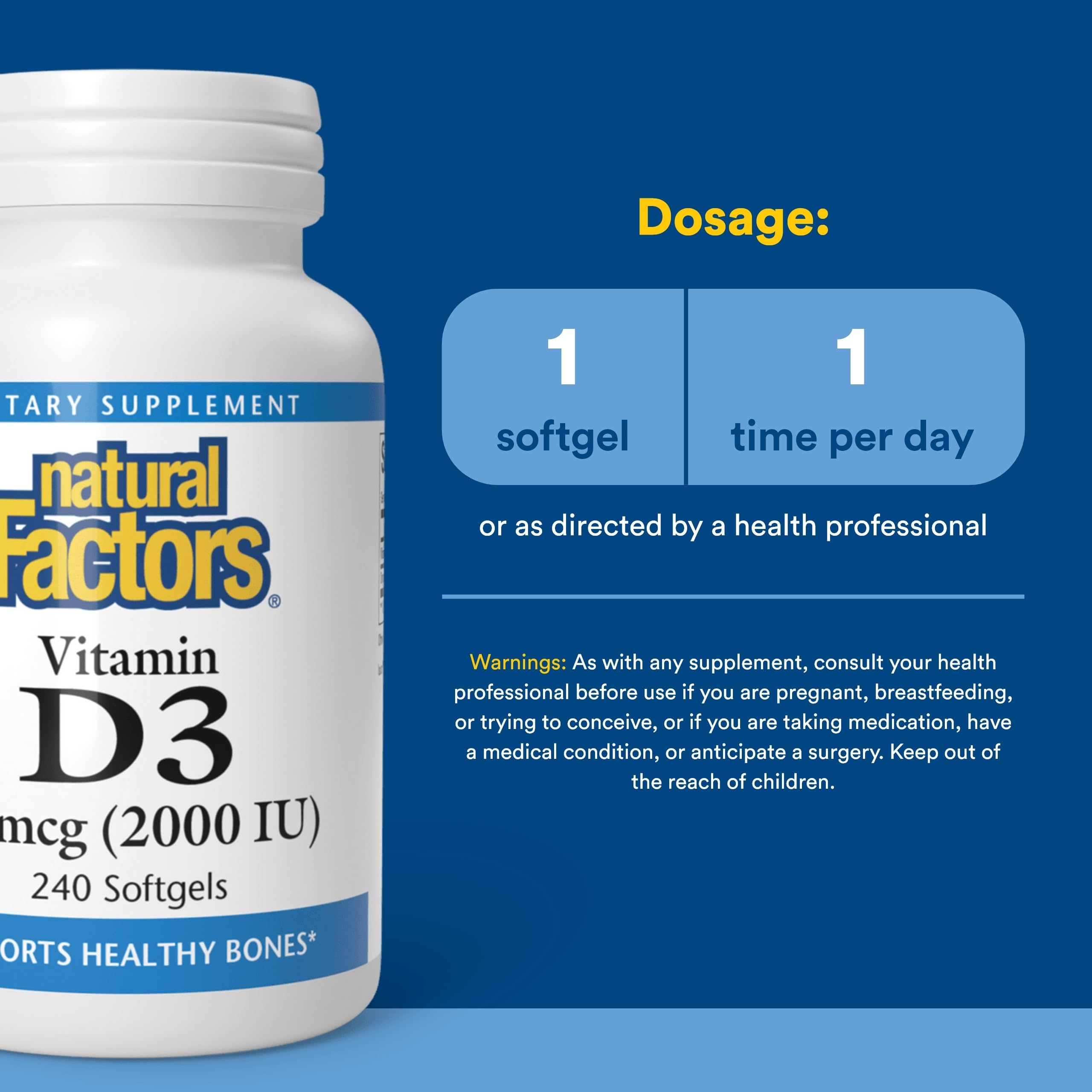 Natural Factors vitamina D3 2000 UI envase orgánico y no transgénico