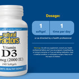 Natural Factors vitamina D3 2000 UI envase orgánico y no transgénico