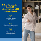 Natural Factors Vitamina D3, dosis de 125 mcg facilita una ingesta diaria.