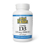 Natural Factors Vitamina D3 5000 UI: frasco para uso diario
