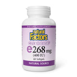 Natural Factors Vitamina E 400 IU, frasco derramando, soporte antioxidante diario para membranas celulares.