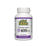 Natural Factors Vitamina E: cápsulas softgel fáciles de tragar para uso diario.