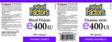 Natural Factors Vitamina E: etiqueta nutricional para dosis y uso diario.