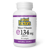Natural Factors Vitamina E mezclada en botella, antioxidante para células saludables.